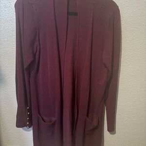 89th & Madison Maroon Open Front Blazer
